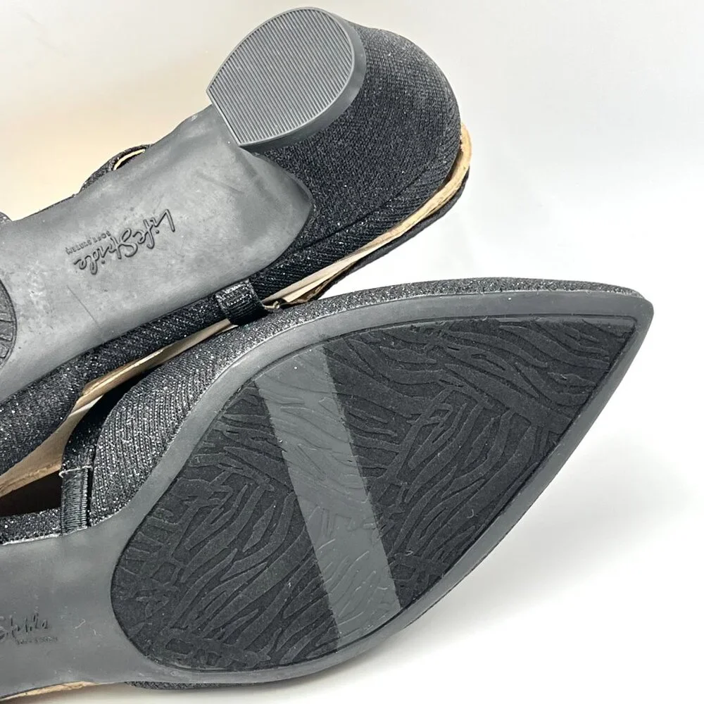 Life Stride Womens Size 9 Minimalist‎ Black Low Heel Pointed Toe Heels Shoes